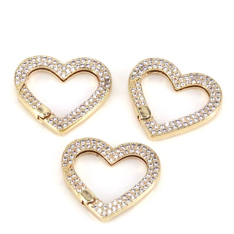 fashion copper gold-plated micro-set zircon heart-shaped spring buckle key chain NHWEI648976's discount tags