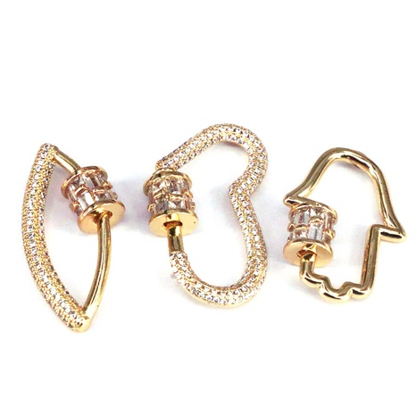 creative new jewelry button copper gold-plated micro-inlaid zircon screw buckle NHWEI648977's discount tags