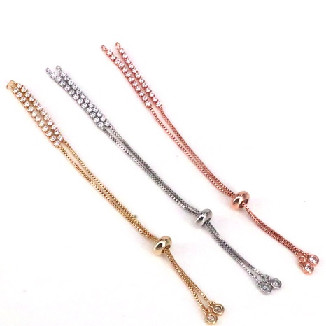 Color-preserving DIY jewelry accessories white zirconium push-pull copper bracelet's discount tags