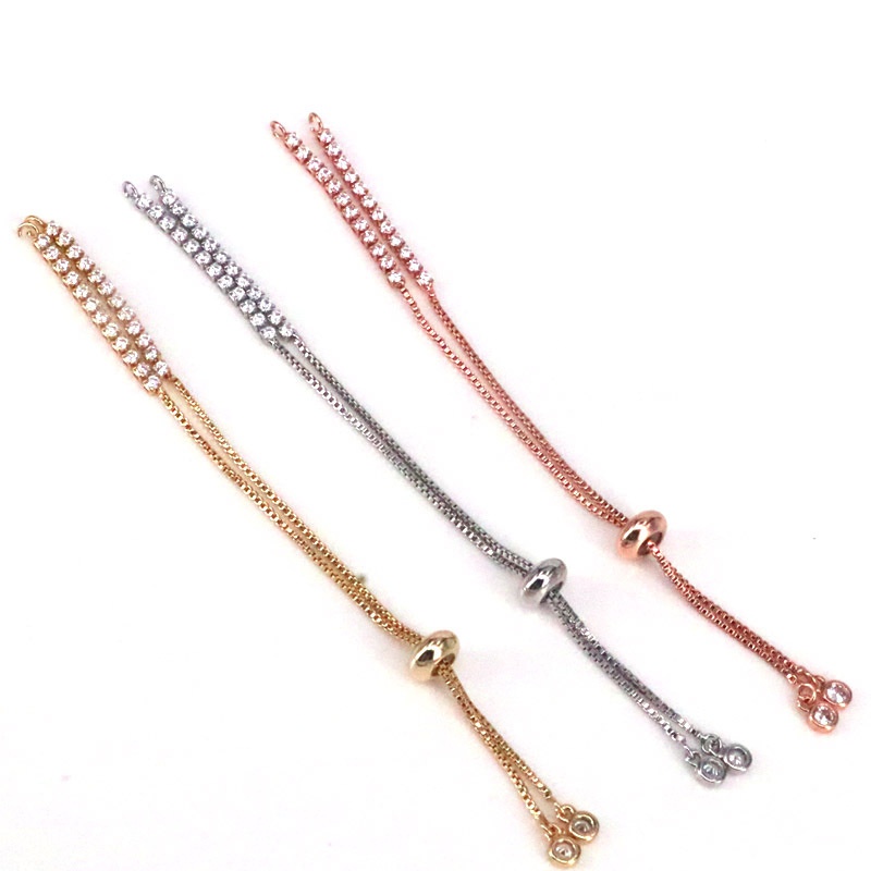 Colorpreserving DIY jewelry accessories white zirconium pushpull copper bracelet
