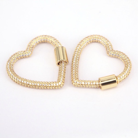 fashion copper gold-plated micro-inlaid zircon heart-shaped screw buckle  NHWEI648989's discount tags