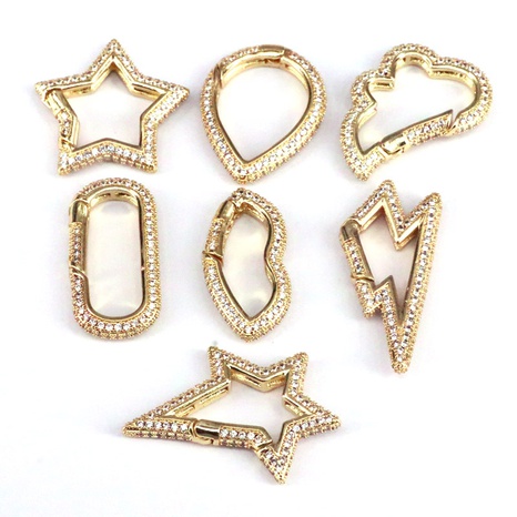 DIY jewelry accessories copper gold-plated micro-encrusted zircon spring buckle's discount tags