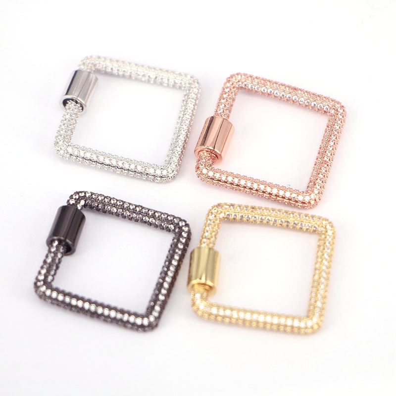 fashion copper microinlaid zircon square screw buckle jewelry accessories buckle