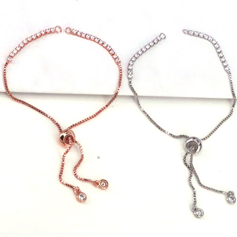 DIY Jewelry Accessories White Zirconium Push-pull Copper Bracelet NHWEI648987's discount tags