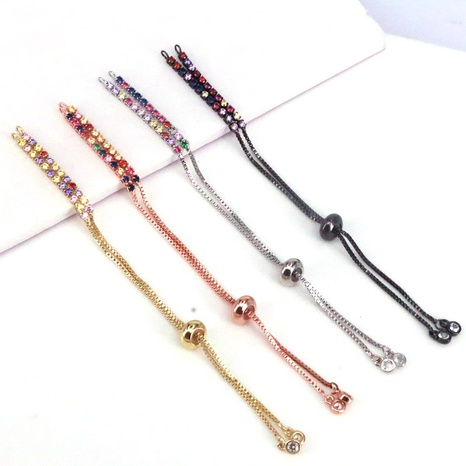 DIY jewelry accessories color zirconium vertical ring half-pull adjustable bracelet's discount tags