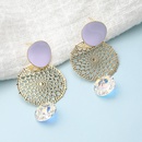 Simple hollow disc glossy copper large zircon earringspicture7
