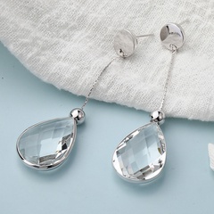fashion long water drop diamond geometric copper earrings