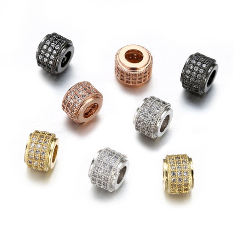 pendentif d'accessoires de perles lâches cylindriques en zirconium incrusté de cuivre fait à la main's discount tags