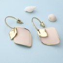 Simple classic geometric glossy light pink opal copper earringspicture7