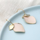 Simple classic geometric glossy light pink opal copper earringspicture10
