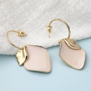 Simple classic geometric glossy light pink opal copper earringspicture12