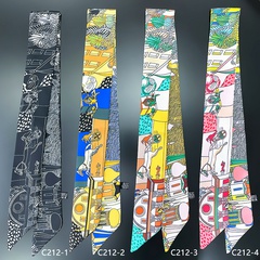 Korean ladies twill small silk scarf streamer ribbon small scarf wholesale