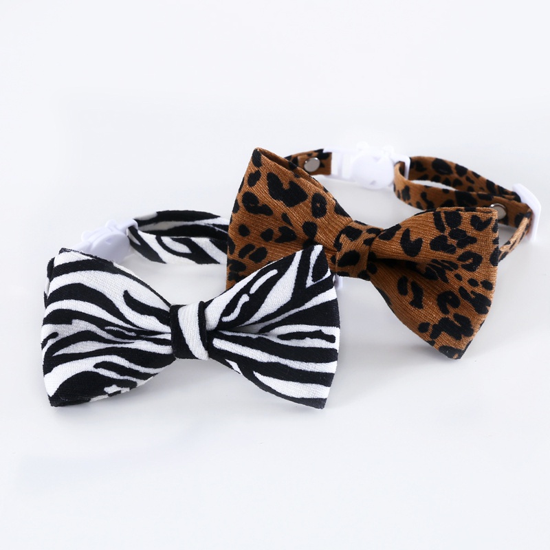 new pet leopard polka dot bow tie adjustable cat collar