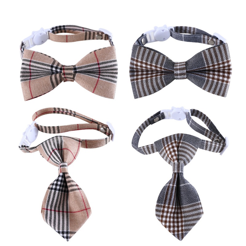 British gentleman collar plaid striped bow tie cat dog wedding bow tie