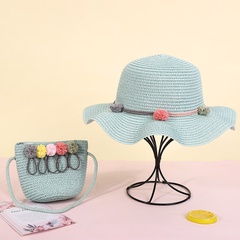 new cute creative series straw holiday children beach hat bag set