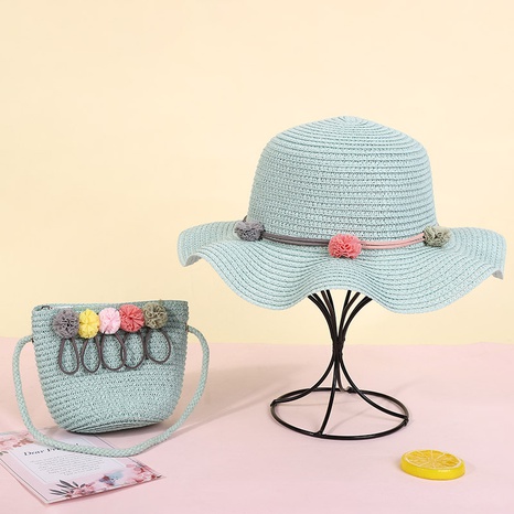 nouvelle série créative mignonne paille vacances enfants plage chapeau sac ensemble's discount tags