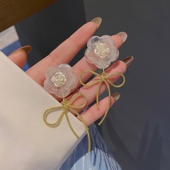 new bow white flower camellia resin earrings women