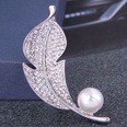 Korean fashion simple bright branches leavesalloy diamond pearl broochpicture4