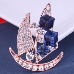 Korean fashion simple bright sailing ladies alloy diamond brooch