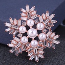 Korean fashion simple snowflake copper diamond pearl ladies broochpicture3