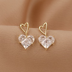 Korean heart earrings women's heart diamond large drop earrings