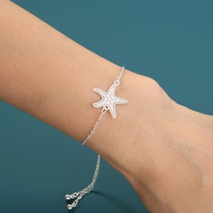 Neuer einfacher Modeschmuck Seestern Element Himmelblau leuchtendes Silber dehnbar verstellbarer Armbandschmuck
