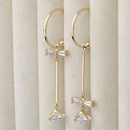 Simple fashion cshaped copper zircon bows asymmetrical earringspicture12