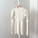 Fashion new cute solid color puff sleeve slim bottoming dresspicture13