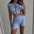 summer new womens shortsleeved urban slimming solid color shorts sports suitpicture21