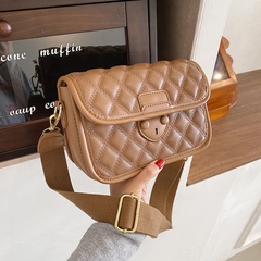 new rhombus embossed solid color wide-band messenger small square bag 23*6*16cm
