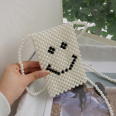 Spring and summer handmade pearl mini cute smiley mobile phone bag 11*16*2cm