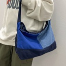 canvas bag student messenger bag plaid largecapacity tote bag  411325cmpicture7