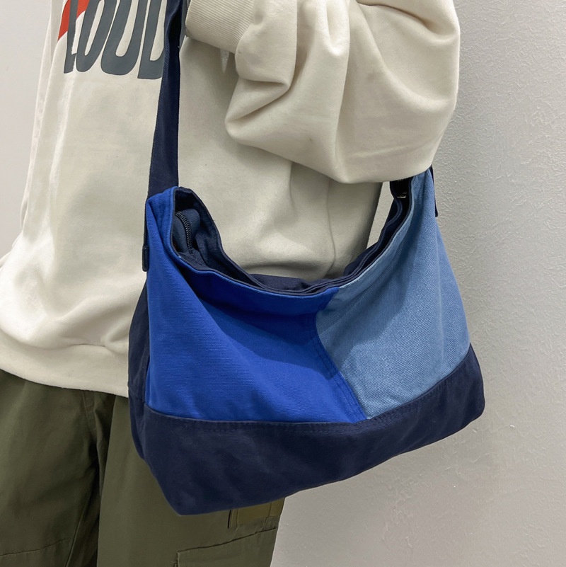 canvas bag student messenger bag plaid largecapacity tote bag  411325cm