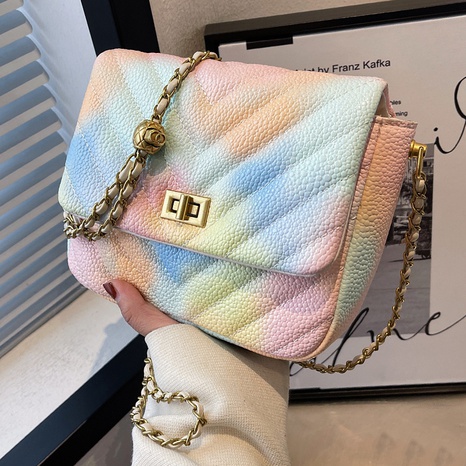 Spring and summer small bag new rhombus embossed chain bag 22*17*7.5cm's discount tags