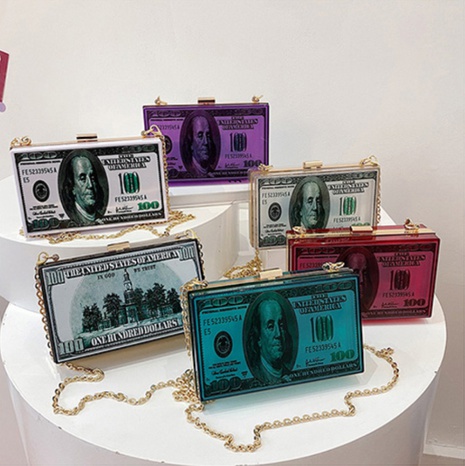 Mode acrylique boîte sac femmes sac 2022 nouveau dollar chaîne sac 18*11*5 cm's discount tags