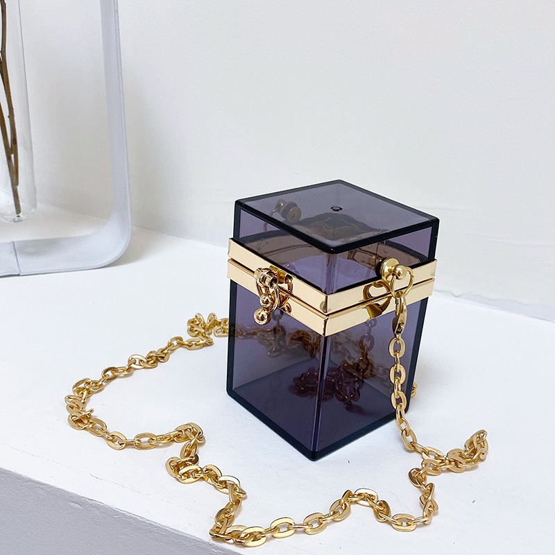 acrylic transparent box womens autumn fashion jelly chain shoulder messenger bag 696cm