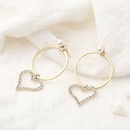 Simple fashion copper zircon heart double circles drop earringspicture7