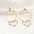 Simple fashion copper zircon heart double circles drop earringspicture9