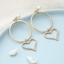 Simple fashion copper zircon heart double circles drop earringspicture11