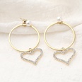 Simple fashion copper zircon heart double circles drop earringspicture12
