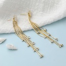 Fashion Geometric Copper Zircon Long Tassel Thin Earringspicture10