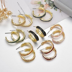 New Exquisite Alloy C-shaped Multicolor Oil Drop Hoop Earrings