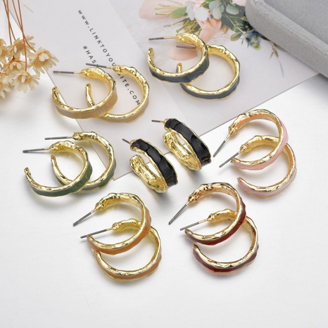 New Exquisite Alloy C-shaped Multicolor Oil Drop Hoop Earrings's discount tags