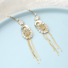 fashion classic geometric tassel copper zircon earrings