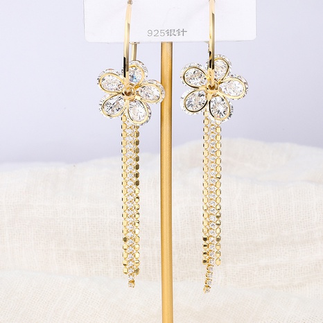 Exquisite fashion temperament flower tassel earrings's discount tags