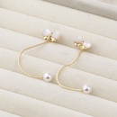 Simple opal bows long pearl copper drop earringspicture8