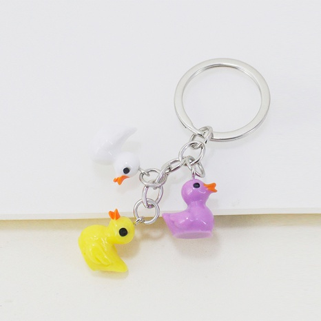 Cute three-color duckling keychain animal key ring wholesale's discount tags