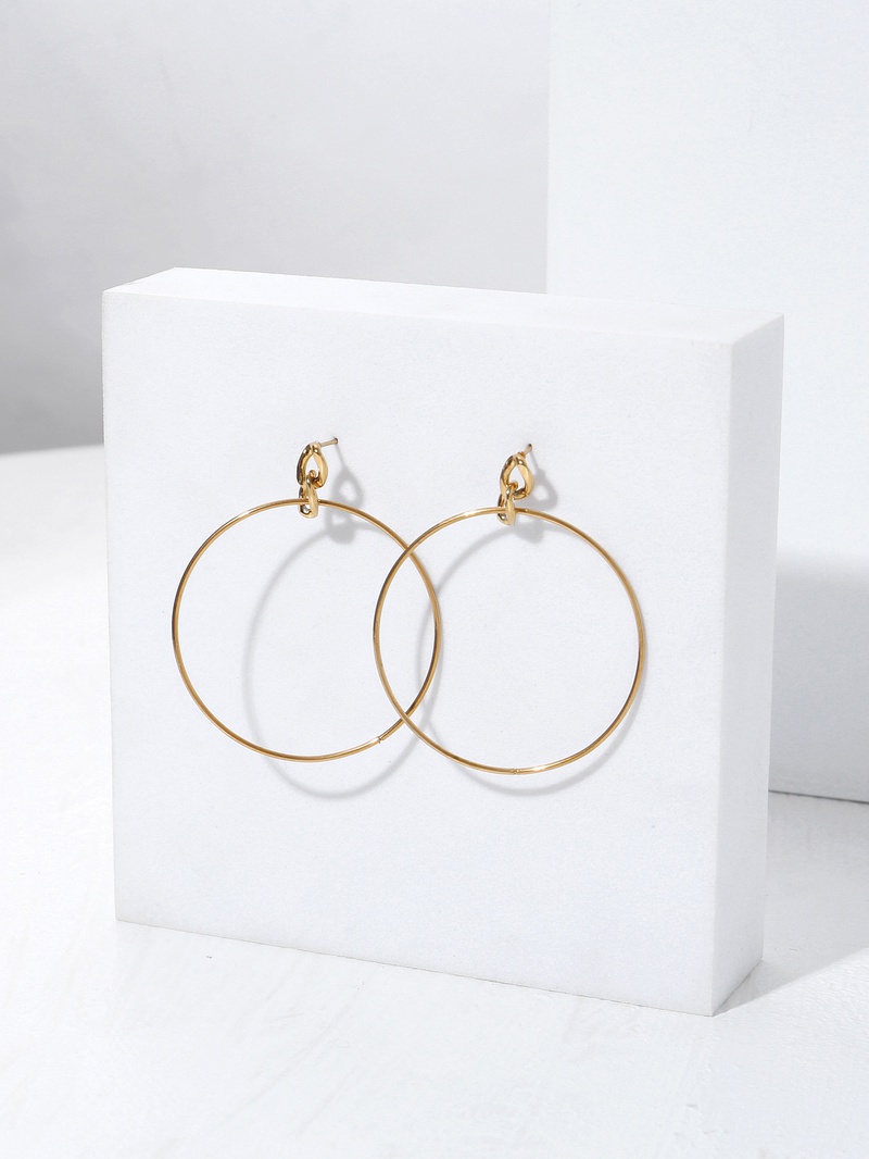 Fashion stainless steel 18K gold plated large hoop earrings