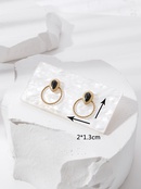 Fashion Stainless Steel 18K Gold Plated Black Turquoise Inlaid Earrings Studpicture9