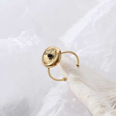 Einfacher Edelstahl 18 Karat vergoldeter geschnitzter offener Ring mit Blume